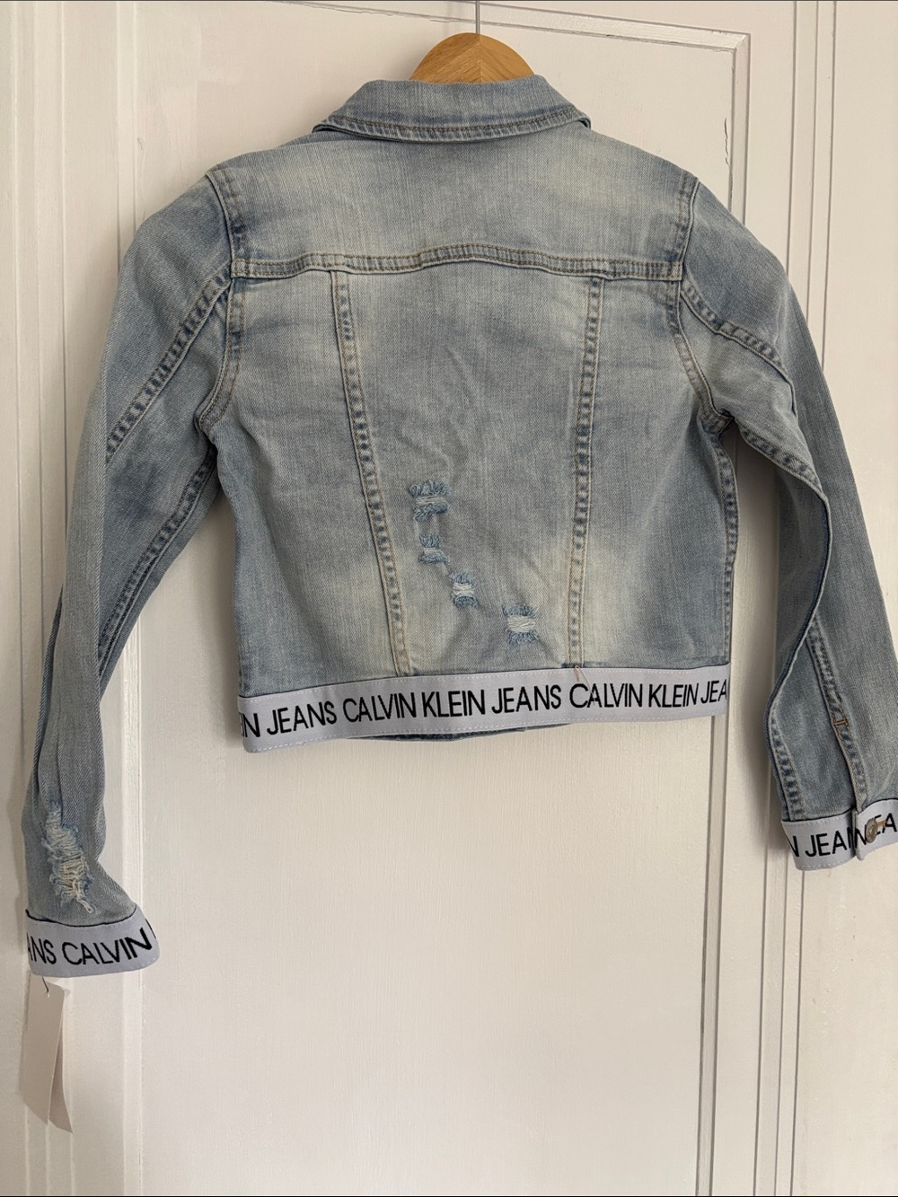 Calvin Klein Light Blue Denim Girls Jacket with Branded Hem - Picture 4 of 4